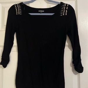 Black Express sweater size xs with gold metal details on shoulder